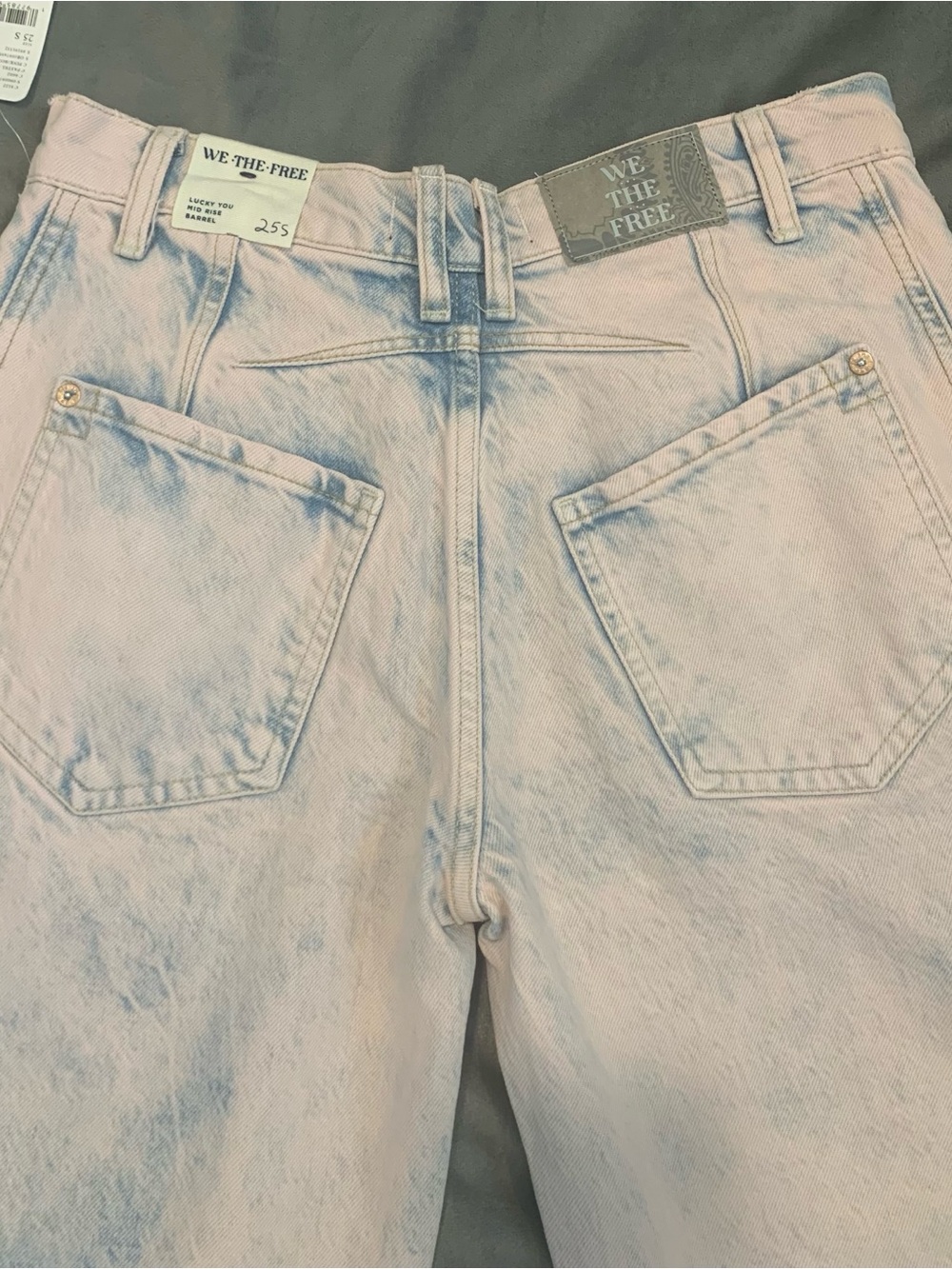 WE THE FREE Lucky You Barrel Stonewashed Pastel Pink Jeans•Mid-Rise• 25 S • NWT - Picture 5 of 14